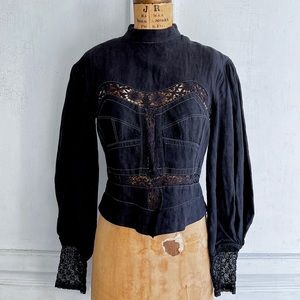 lsabel Marant Lyneth lace linen top black 34FR Corset top